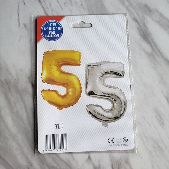 𝅺Number 5 Five Silver Balloon Helium Air Party Engagement Birthday NWT 16" - Picture 2 of 2